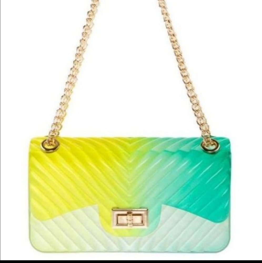 Multi color yellow green purse